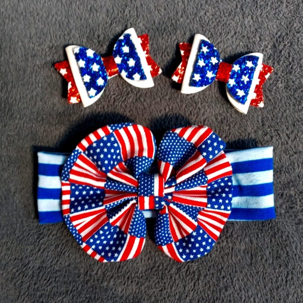 American July 4th Headband and Hair Bow